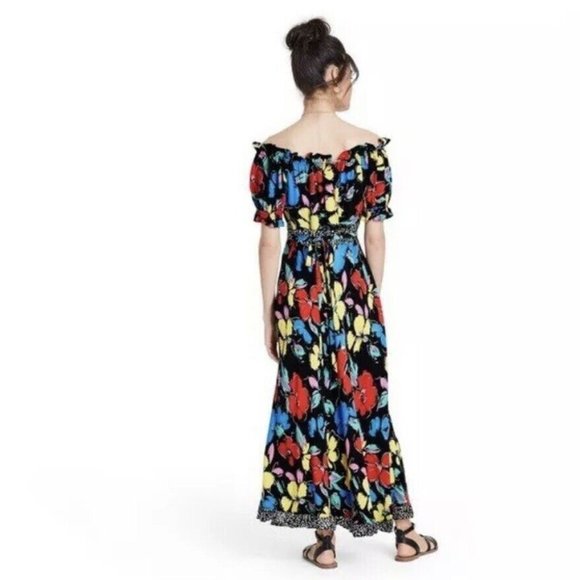 RIXO For Target Black Floral Off the Shoulder Puff Sleeve Maxi Dress - Picture 2 of 9